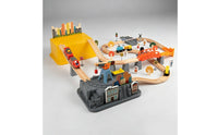 Wooden Train Set with Tracks Interlocking Wooden Train Track Set Powered Railway Kit for Young Children