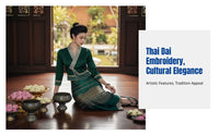 Thai Dai Brocade Dress Set, Embroidered Skirt, Artistic Photography, Dance Costume for Women