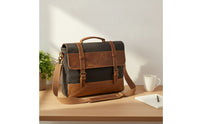 Canvas Briefcase Crossbody Canvas Carrier Bag Retro Briefcase with Shoulder Strap for Students, School, Travel