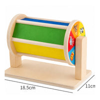 Textile Drum Infant Plaything Rotating Activity Drum Young Child Wooden Rotating Toy for Young Children, Nursery