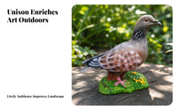 Feather Texture Turtledove Garden Statue Painted Eyes Resin Bird Statue Molded Base Bird Garden Ornament Standing for Courtyard, Landscape