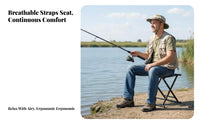 Foldable Design Collapsible Frame Stool Compact Collapsible Frame Webbed Stool Sturdy Folding Seat Quick Setup for Anglers, Travelers, Fishing, Outdoors, Camping, Hiking