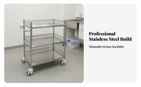Oral Hygiene Instrument Cart Locking Wheels Oral Hygiene Serving Cart Heavy-Duty Stainless Steel Medical Trolley for Dentists, Surgeons, Hospital, Spa