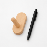 Wooden Coat Hook, Pre-mounted Wall Mounted Single Wood Hook, Nordic Wood Coat Hooks for Kids Room, 15kg Capacity