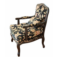 French design Floral high-spine Armchair sturdy Wood Legs Accent Chair High spine Support Household Furniture Plush Cushioning for Readers, Interior Decorators, Homeowners, Living Room, Bedroom, perusing corner, Home Office