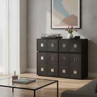 4 Pieces Modular Cabinet Stackable Cabinet with Doors Retro Storage Unit for Living Room, Bedroom