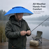 95cm Double-Layer Folding Head-Mounted Umbrella Hat for Outdoor Sun Protection Fishing and Tea Picking