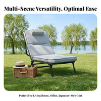 Foldable Design Adjustable Folding Lounger Multifunctional Adjustable Padded Lounger Space-Saving Lounge Recliner No Assembly Required for Office Workers, Students, Living Room, Outdoor, Bedroom, Meditation