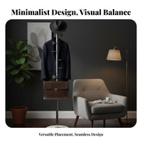 Modern Aesthetic Freestanding Coat Rack Multi-Hook Design Metal and Wood Coat Tree Stable Base Vertical Clothes Hanger Stand Heavy Duty for Families, Homeowners, Renters, Living Room, Bedroom, Entryway, Hallway