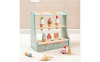 Ice Cream Display Stand Tabletop Toy Ice Cream Shop Wooden Play Food Set Pretend Playset Imaginative for Children, Playroom