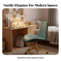 Gold-Tone Base Upholstered Shellsupport Caster Chair Nordic design rotating Seat effortless Rolling Casters Office Seating Adjustable Height for Students, Teens, Women, Dorm Room, Study, Bedroom