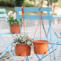Plant Pots and Hanging Basket for Flower Pots, Textured Terracotta Wall Planter with Chains, Indoor Plant Display, Water Saving Fence Planters