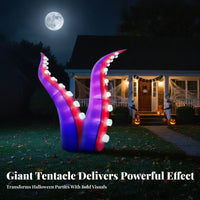 Lighted Edges Inflatable Tentacled Tentacle Decoration Curved Halloween Tentacled Tentacle Tall Halloween Inflatable Built-in Fan for Porch