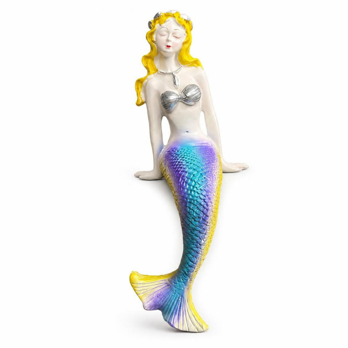Colorful Mermaid Figurine Whimsical Resin Mermaid Coastal Home Decor Beach for Collectors, Aquatic Tank