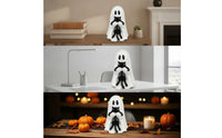 Spooky Ghost Figurine with Black Cat Tabletop Ghost and Black Cat Figurine Cute Halloween Ornament Seasonal for Goth Decor Lovers