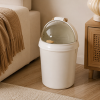 Recycling Bins for Kitchen 11L, Small Cylindrical Waste Paper Bin, Medium Home Rubbish Bin with Rocking Lid