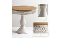 Display Stand with Wood Top Rustic Cake Stand Pedestal Riser for Sweet Display, Entryway Console
