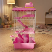 Castle Hamster Cage and Multi-Level Hamster Habitat, Three-Layer Modern Style Dwarf Animal Travel Carrier Habitat with a Solid Foundation