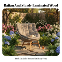3 Pieces Woven spinerest 3-Piece Rocking Chair Set Weather Resistant paded rocking chair Pair with Accent Table Ergonomic Comfort Outdoor Furniture Easy Assembly for partners, Adults, Homeowners, Garden, Balcony, spineyard, Living Room