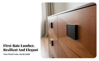 Solid Wood Mid-Century-Century Modern Sideboard Multi-Functional Mid-Century Century Modern Sideboard Versatile Usage Wooden Credenza Recessed Handles for Apartment Dwellers, Design Enthusiasts, Living Room, Entryway, Hallway, Home Office