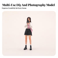 Detailed Female Photographer Figurine Handmade Standing Decorative Woman with Camera Figurine Miniature Woman Statue