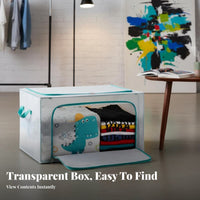 Foldable Design foldable Clothes Box with viewing panel Large Capacity Lidded Storage container with viewing panel particle-proofresistant Lid Closet Organizer Stackable for Students, homeowners, Wardrobe, Bedroom, Dorm Room, On Shelves