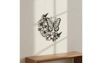 Waterproof Butterfly Flower Wall Decor Weather Resistant Metal Butterfly Wall Decor Indoor Outdoor Use House Decoration Long-Lasting for Garden, Patio, Balcony