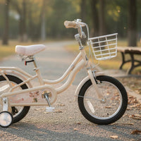 Children's Bike with Basket and Stable Kids Bike with Training Wheels Adjustable Seat Girls Traditional Bike for Beginners, Outdoor, Park