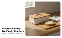 Bread Keeper with Cutting Board Lid Multi-Functional Cutting Board Lid Bread Box Food Grade Material Pastry Carrying Case for Home Cooks, Travel