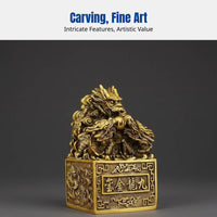 Brass Four Divine Beasts Decor, Copper Desktop Ornament, Chinese Style, Living Room, Office, Auspicious Gift
