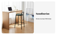 Modern Minimalist Design Low-Back High Stool With Backrest Bar Chair Padded Cushion Home Seating Built-in Footrest for Homeowners, Interior Designers, Adults, Cafe, Pub, Kitchen, Dining Room