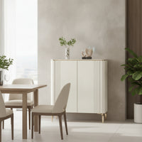 Sideboard with Metal Legs Marble-Look Sideboard Cabinet with Storage Modern Storage Cabinet for Dining Room, Entryway