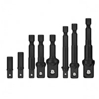 8 Pieces CR-V Steel Hex Shank Square Drive Adapter Forged Metal Hex to Square Adapter Anti-Detachment Stepped Shaft