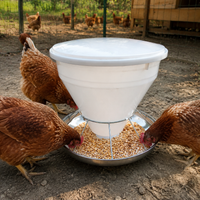 Chicken Feeder, Poultry Feeder, 50cm, 30kg Large Capacity, Stainless Steel, Plastic, Hanging Type, Floor Raising Feeder