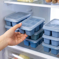 Baby Food and Ice Tray Set for Home Bar, Large Square Cube Tray with Lid and Soft Bottom for Easy Release, Pack of 6 Ice Box, Party Supplies