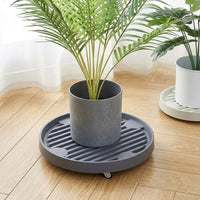 Plant Saucers with Rolling Casters, Flower Pot Stand and Plant Pot Tray, One-Piece Molding Floor Standing Indoor Outdoor Base, Beige