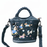 adaptable Cartoon animal Print Handbag Lightweight Small Tote minimalist design Lunch Pouch for Women, Children, Students, Work Commute, Outings, everyday Use, School