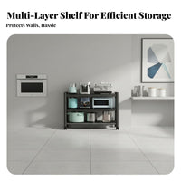 Multi-Tier Kitchen Rack Easy Assembly Installation Microwave Oven Stand Space-Saving Multi-Tier Storage Rack for Renters, Students, Pantry, Garage