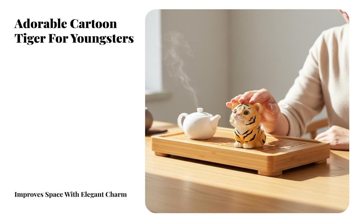 Color Changing Tea Pet Good Luck Token Resin Tiger Tea Pet Color Changing Tiger Statue Handmade Creature Figurine Creative