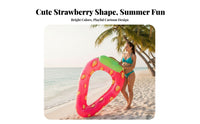 Foldable Strawberry Pool Inflatable Lounger Large Size Strawberry Shaped Lounger Photo Prop for Adults, Women, Summer Vacation, Beach, Ocean