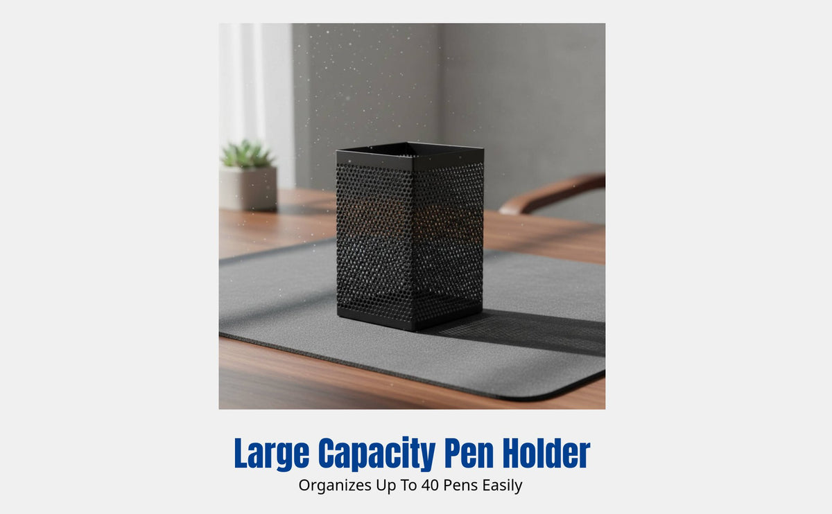 Metal Mesh Pen Holder, Round Desk Organizer, Multifunctional Storage Box for Students and Office
