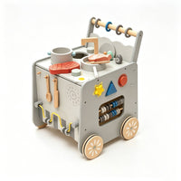 Toy Kitchen Cart Educational Rolling Play Cart Child Wooden Play Kitchen for Young Children, Playroom