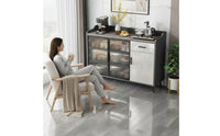 Cabinet with Fluted Glass Doors Modern Sideboard Cabinet Contemporary Sideboard with Storage for Dining Room, Kitchen, Entryway