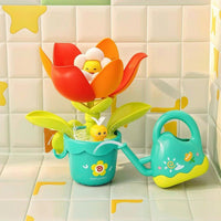 Rotating Flower Bath Toy Interactive Bath Toy with Watering Can Multicolor Plastic for Bathtub