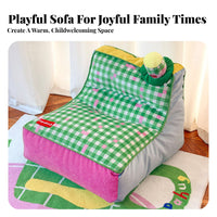 Creative Design checkered Block Armchair Comfortable Seating Lounge Chair Deep Seat Home Furnishing dense Foam Filling for Apartment Dwellers, Students, Young Adults, Living Room, Bedroom, Study