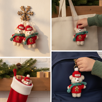Gingerbread Man Sweater Bear Keychain Plush Doll Bag Charm Christmas Gift