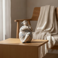 Female Figure Sculpture Handmade Female Figurine Seated Ceramic Figurine for Office Desk