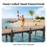 1:64 Scale Female Figure Collectible Bikini Female Figure Miniature Seaside Setting Figurine High Intricacy Swimsuit Model