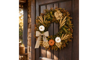 Wreath with Burlap Bow Rustic Harvest Wreath Farmhouse for Entryway, Mantel