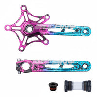 Folding Bike Crankset Aluminum Alloy 130BCD Hollow Crankset Crank Component Set with Bottom Bracket Lightweight 170mm Bike Crank